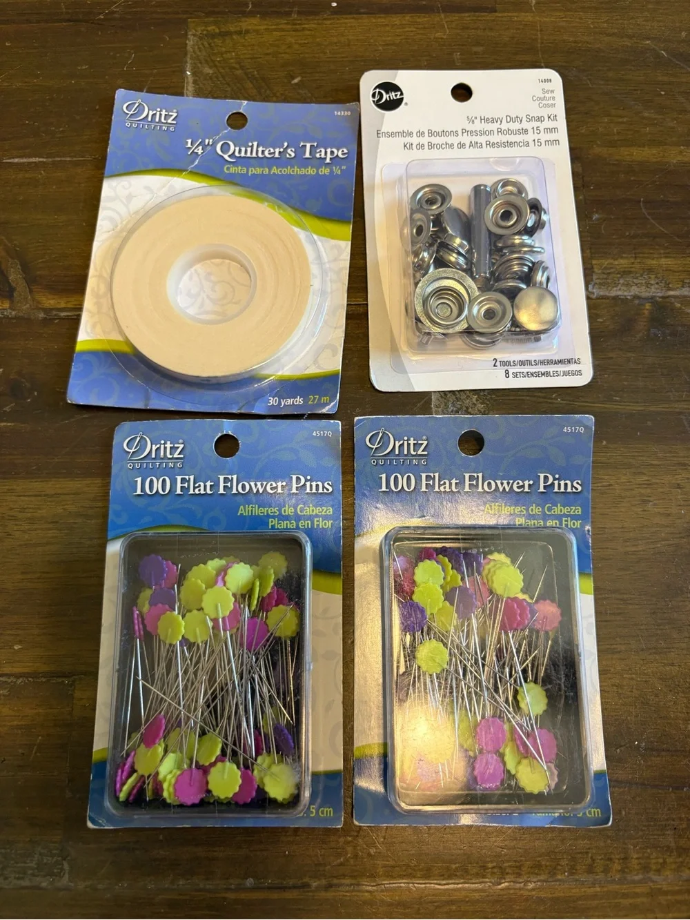 Dritz Crafting Supplies Quilt Tape Flat Flower Pins Snap Kit Quilting Sewing